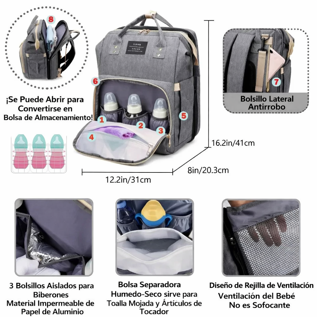 DiaBaby - Bolso cambiador multifuncional para bebé